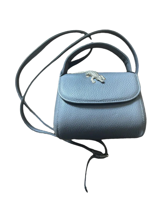 Amelie Pichard Grey Leather Bag with Crocodile Pendant