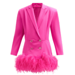 Semaine tastemaker Paris Hilton wears fuchsia mini dress by Attico