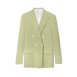 Chelsea Leyland is dressed in Alex Eagle Pistachio Suit Jacket on Semaine