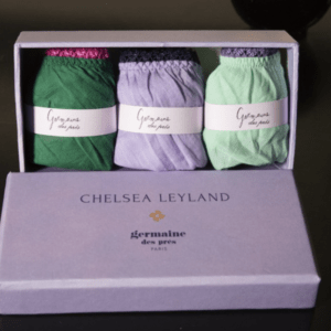 Chelsea Leyland has collaborated with Germaine des Pres to create a gift box of 3 organic cotton undies