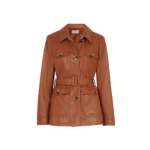 Camille Rowe chooses Camille Rowe belted leather jacket for her Semaine shop