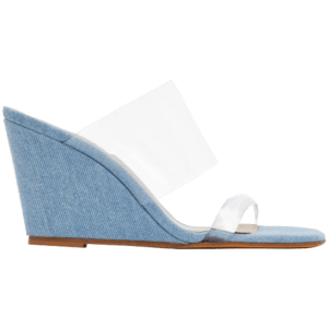 Semaine Tastemaker Maryam Nassir Zadeh selects SSENSE Exclusive Clear & Blue Olympia Wedge Sandals for her Semaine shop section