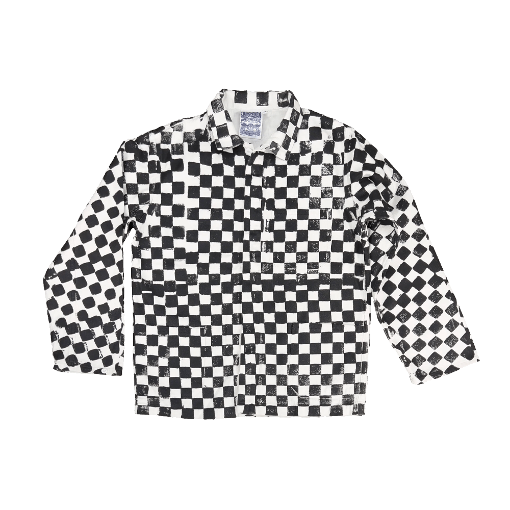 Olympic Jacket by Jungmaven in black and white checkerboard
