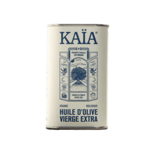 The image shows a bottle of KAÏA olive oil, which was created by Semaine magazine Tastemaker Sarah Ben Romdane.