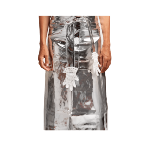 Gohar World metallic silver apron is the perfect present for any host.