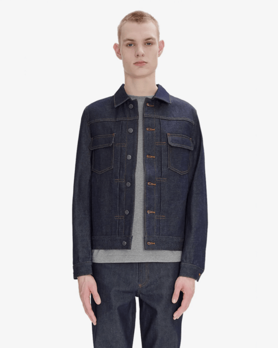 Japanese selvedge denim work jacket by A.P.C chosen by Mickalene Thomas for Semaine.