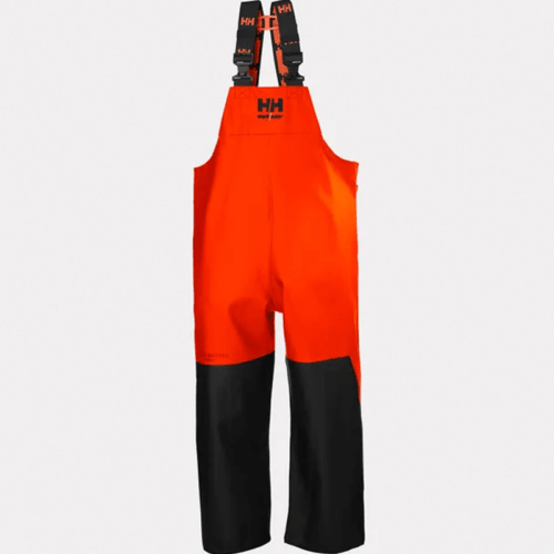 Helly Hansen Storm Waterproof Rain Bib Trousers Orange worn by Semaine Tastemaker Sky high Farm's team members.