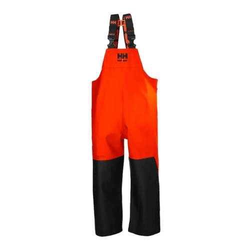 Helly Hansen Storm Waterproof Rain Bib Trousers Orange worn by Semaine Tastemaker Sky high Farm's team members.