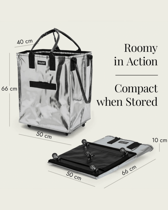 Dimensions of the Hulken Multipurpose SIlver Tote Bag, chosen by Semaine Tastemaker Paris Starn.