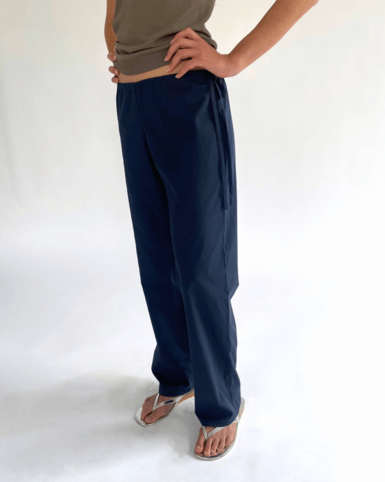 Brooke Callahan Tie Pants Navy, in collaboration with Semaine for Gelée Marché.