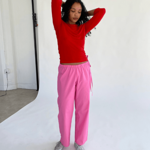 Brooke Callahan Tie Pants Pink, in collaboration with Semaine for Gelée Marché.