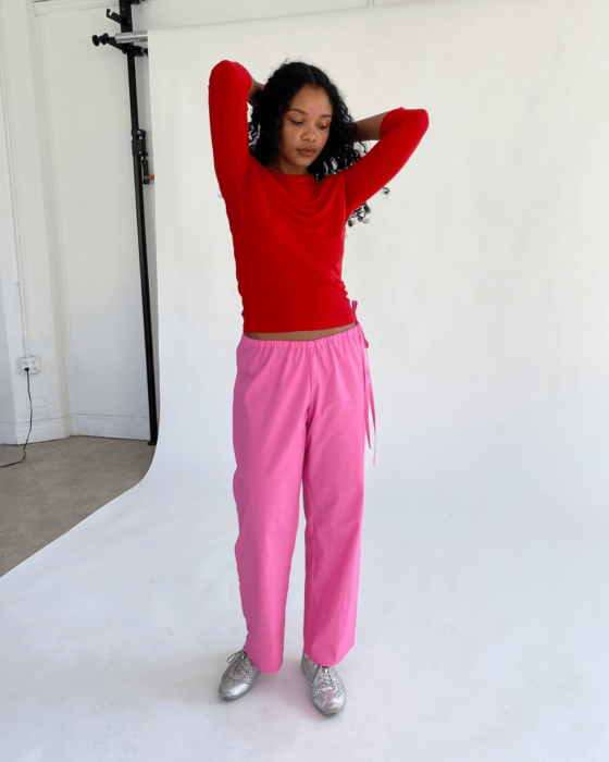 Brooke Callahan Tie Pants Pink, in collaboration with Semaine for Gelée Marché.