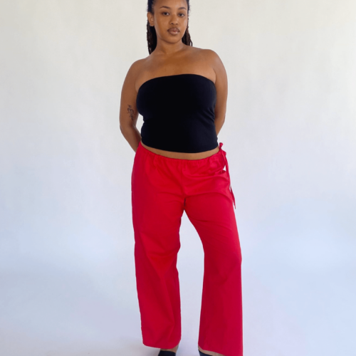 Brooke Callahan Tie Pants Red, in collaboration with Semaine for Gelée Marché.