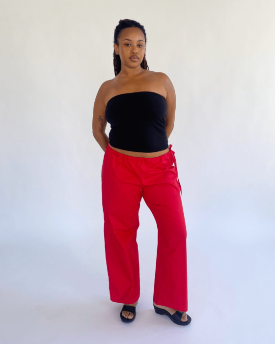 Brooke Callahan Tie Pants Red, in collaboration with Semaine for Gelée Marché.