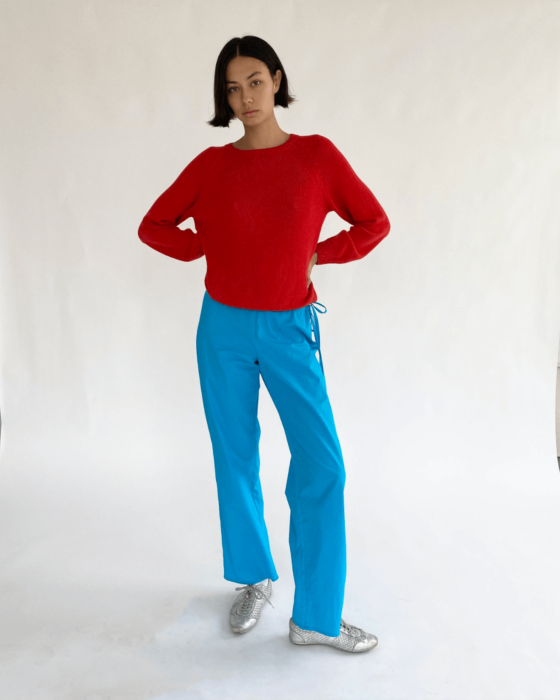 Brooke Callahan Tie Pants Turquoise, in collaboration with Semaine for Gelée Marché.