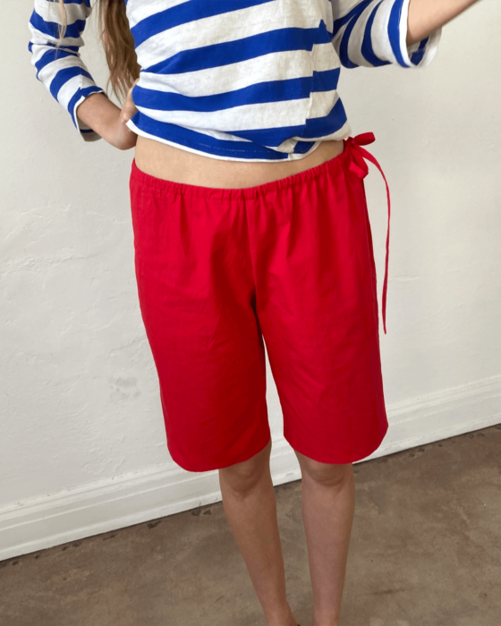 Brooke Callahan Tie Shorts Red, in collaboration with Semaine for Gelée Marché.