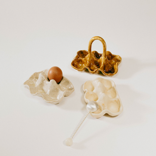 Anne-Sophie Matrella Egg Holder (with Handle) and Natlia Criado Spoon, for Semaine x Poilâne Le Pain de la Semaine.