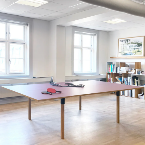 Unfolded In-Situ MWA Pull-Pong Shop Dining & Ping-Pong Table, created by Makers with Agendas.