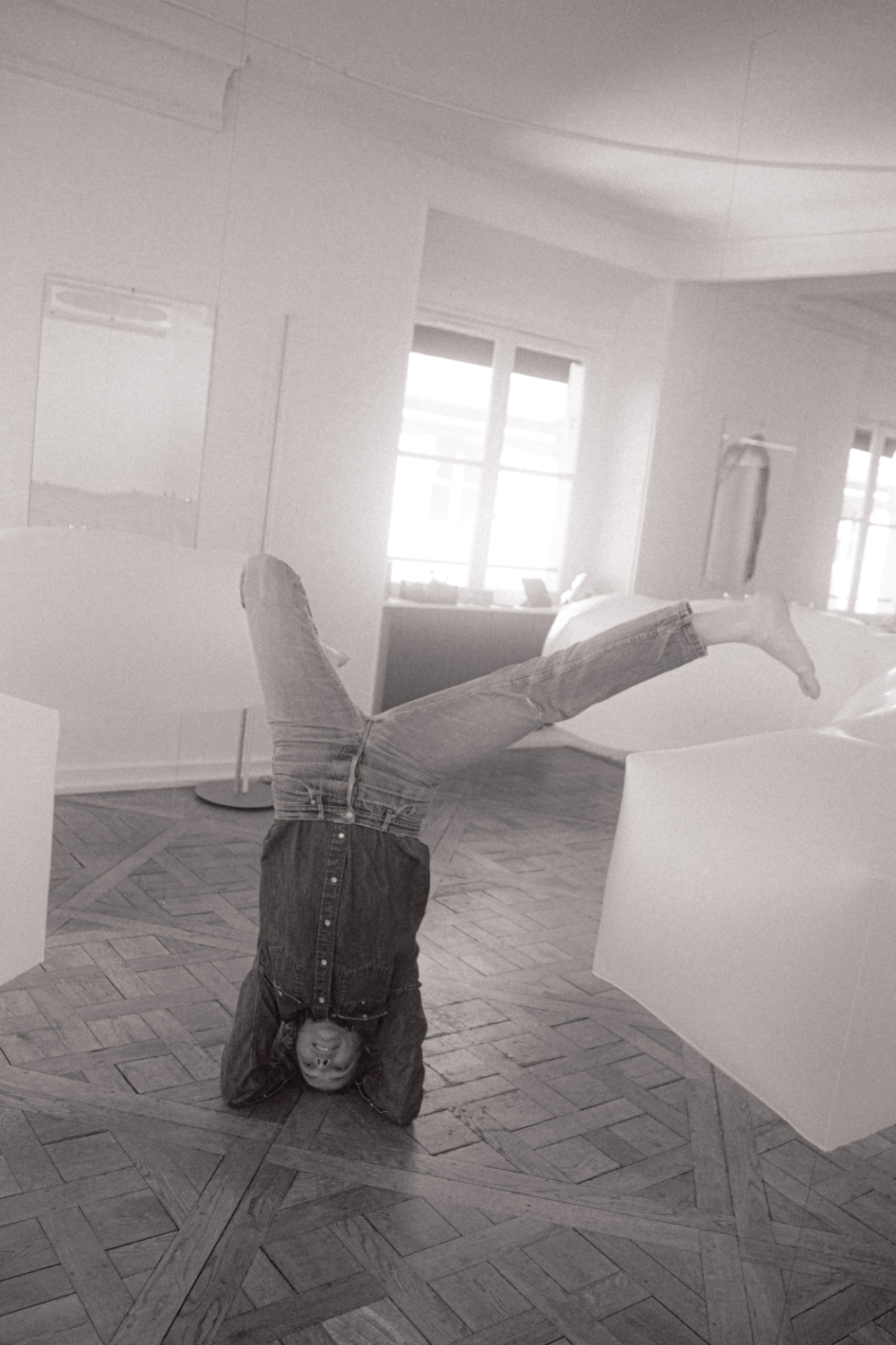 Charlotte doing yoga in her studio 2